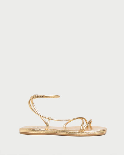 Noor Gold Leather Flat Sandal