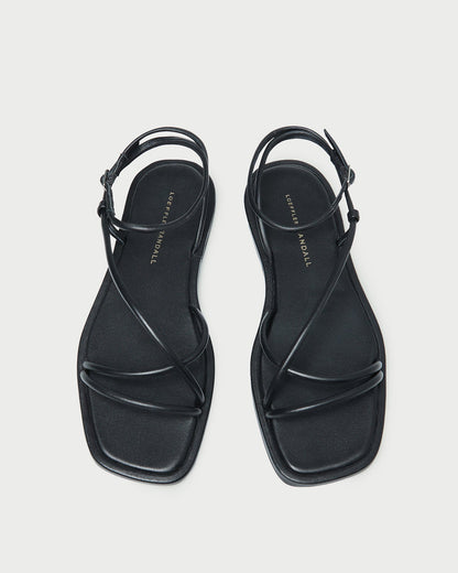 Noor Black Leather Flat Sandal