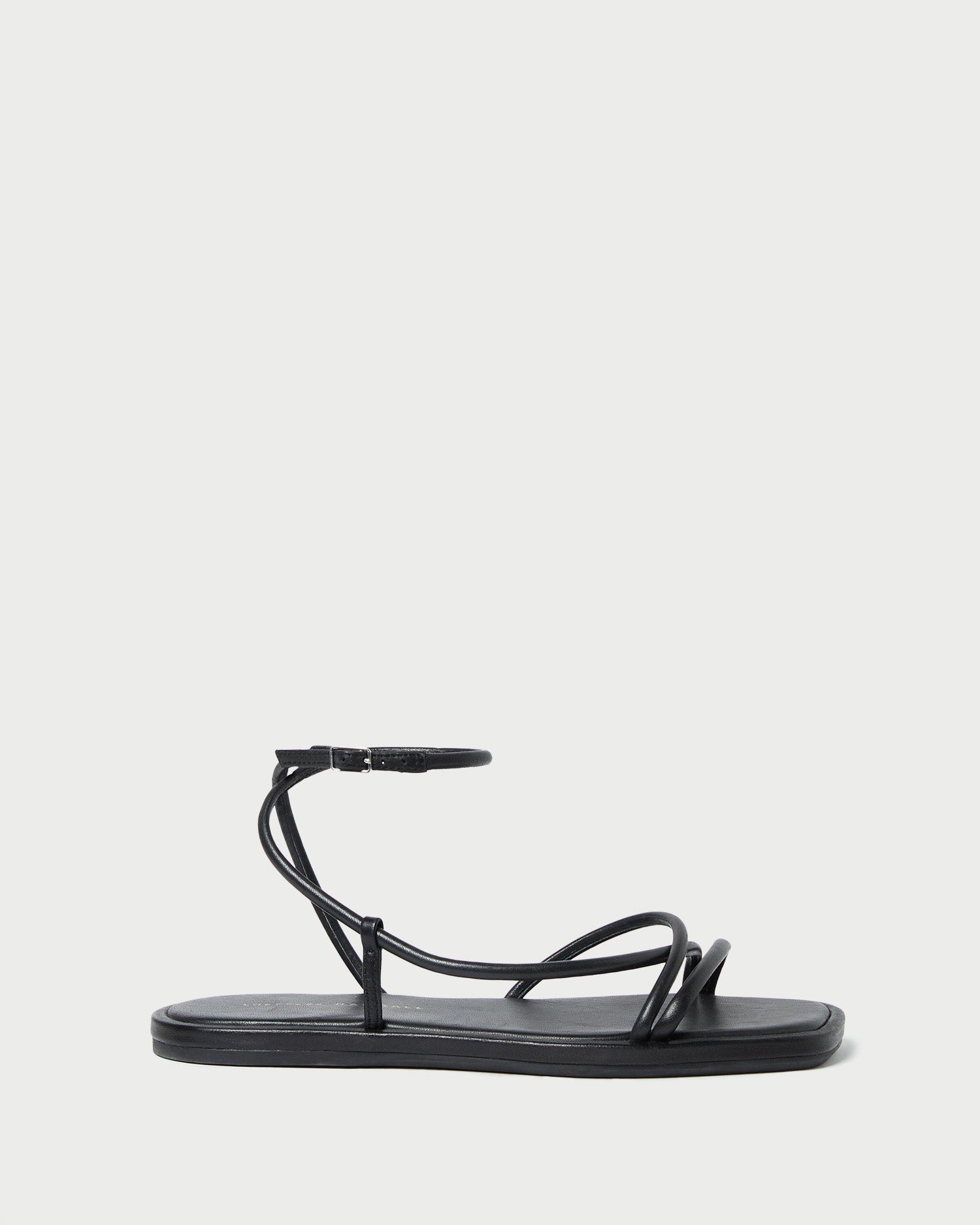 Noor Black Leather Flat Sandal