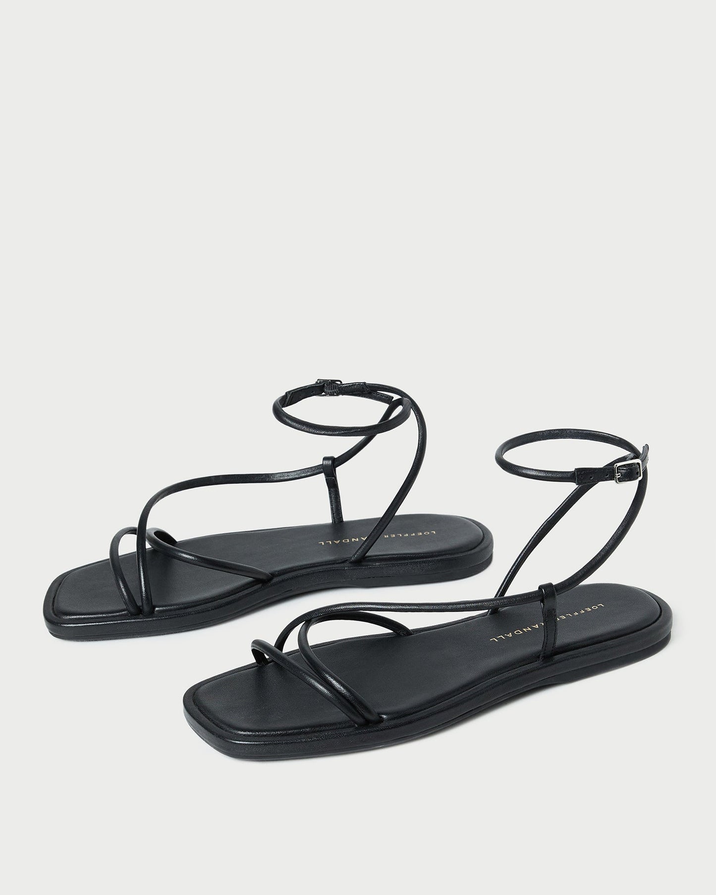 Noor Black Leather Flat Sandal
