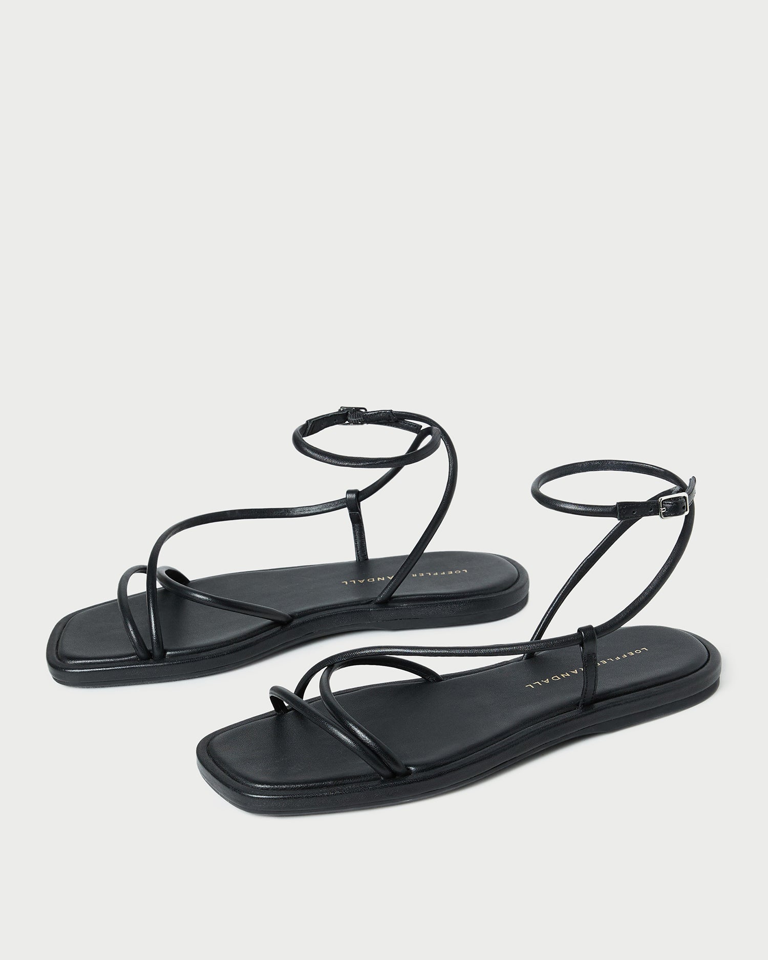 Noor Black Leather Flat Sandal