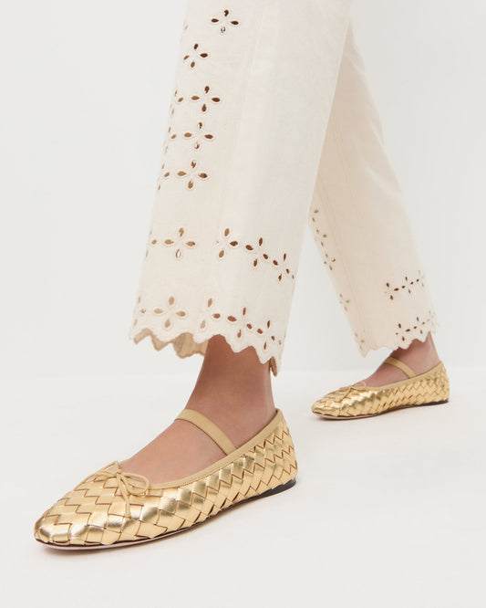 Leonie Gold Woven Ballet Flat