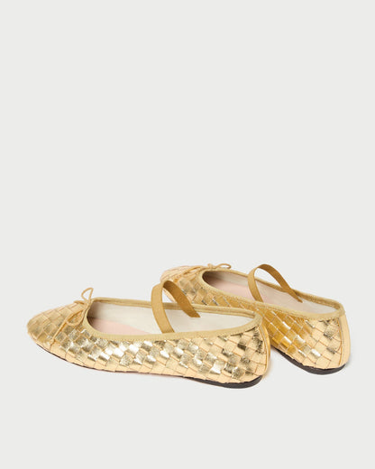 Leonie Gold Woven Ballet Flat