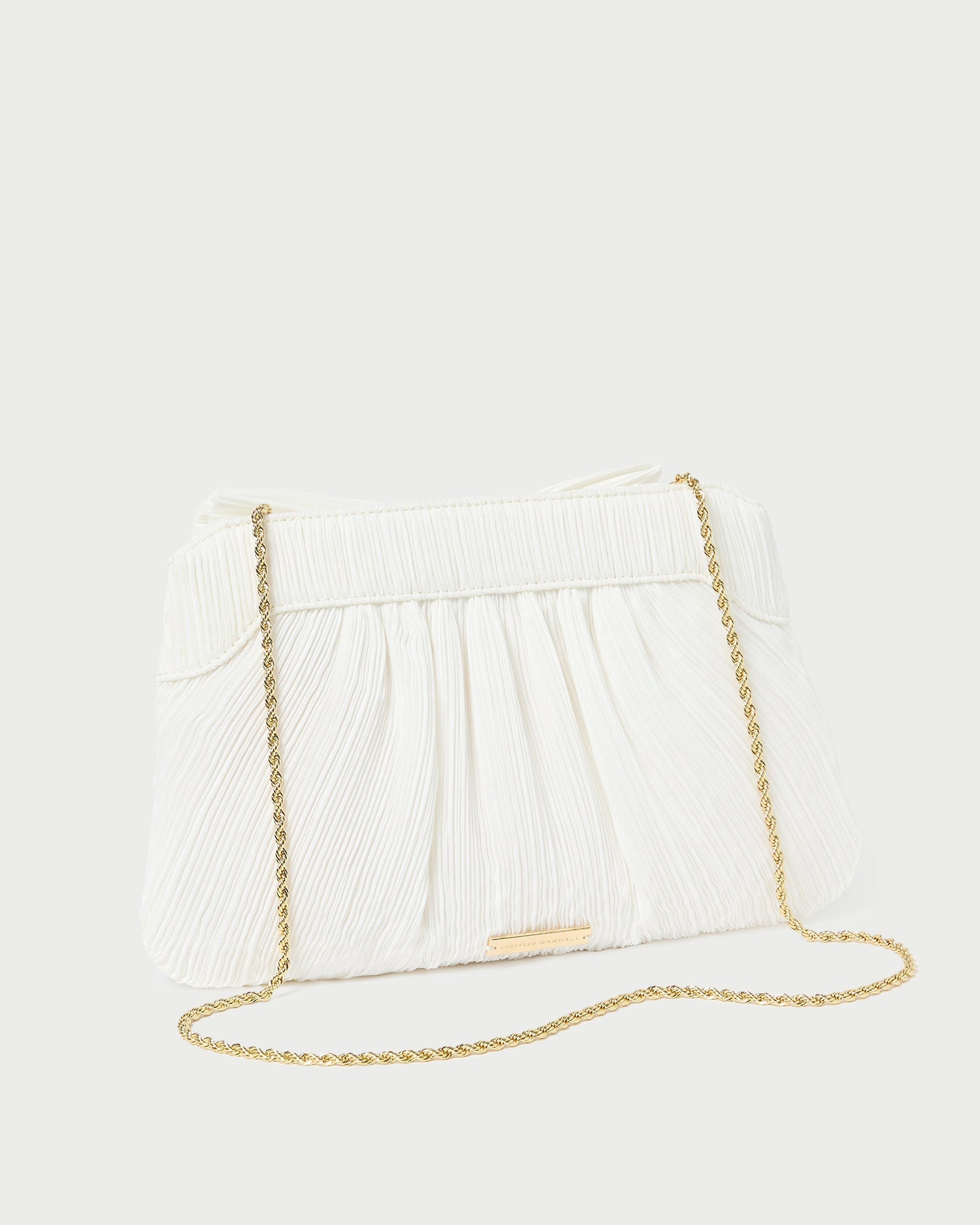 Rayne White Pleated Bow Clutch