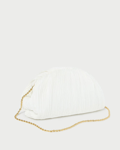Bailey White Pleated Dome Clutch