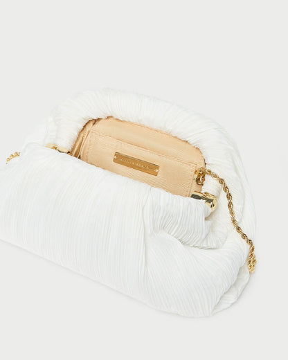 Bailey White Pleated Dome Clutch