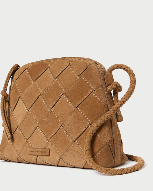 Mallory Toffee Woven Suede Crossbody