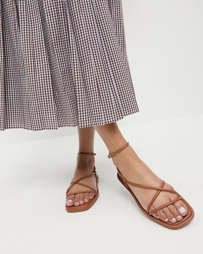 Noor Timber Leather Flat Sandal