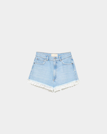 Kay Lace-Trimmed Denim Shorts