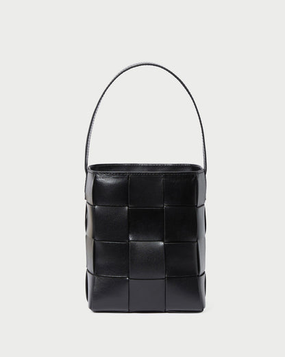 Laith Black Leather Bucket Bag