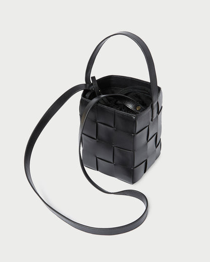 Laith Black Leather Bucket Bag