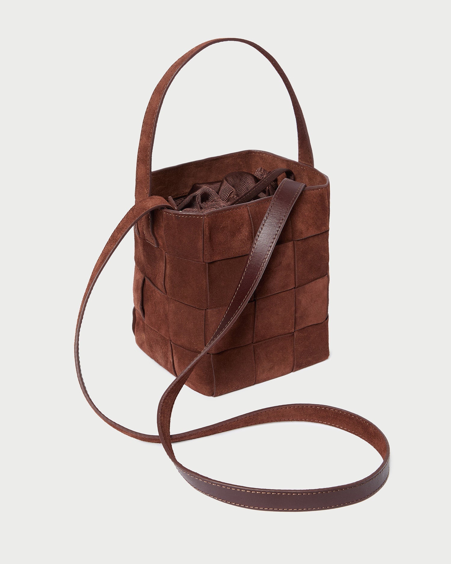 Laith Espresso Suede Bucket Bag