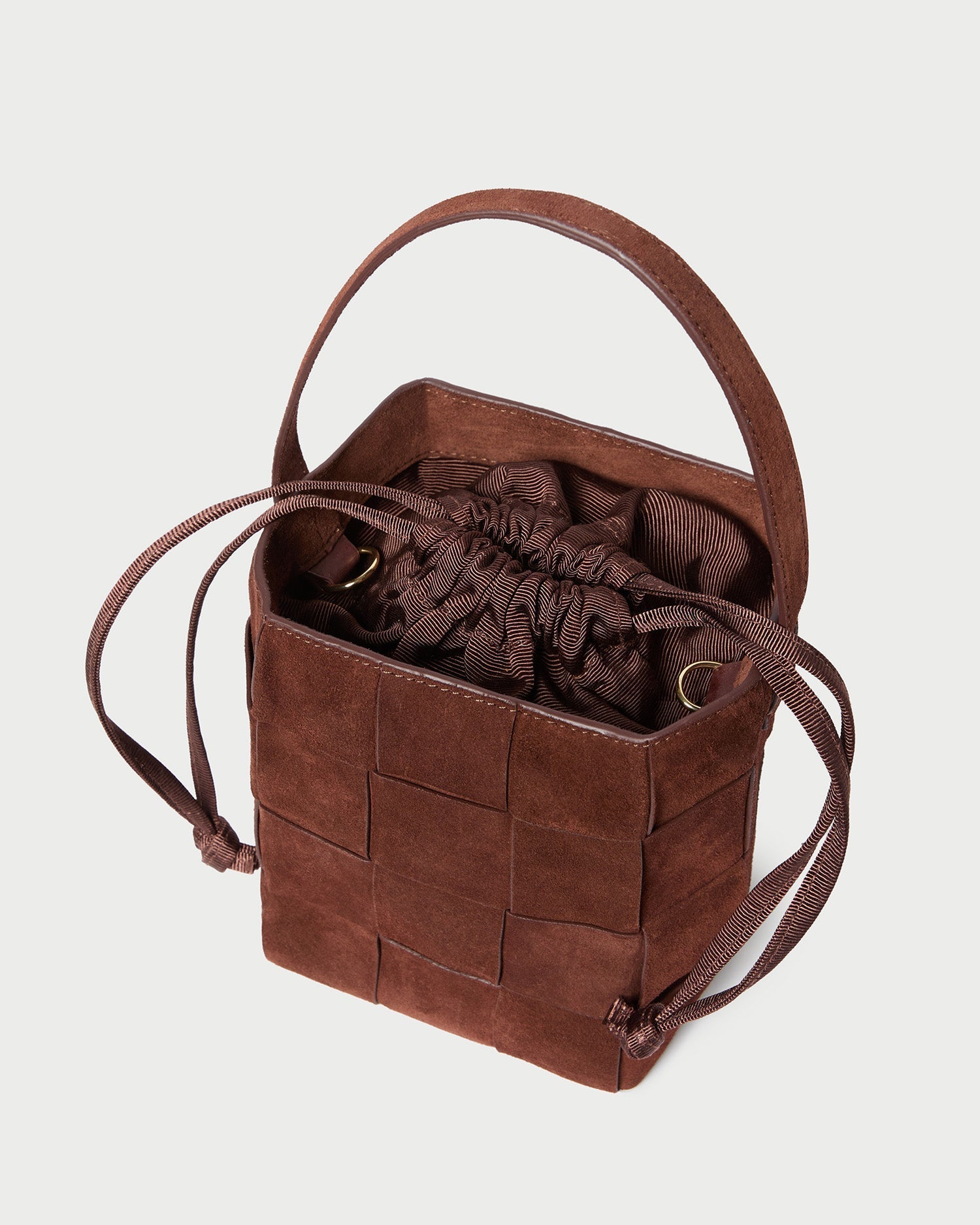 Laith Espresso Suede Bucket Bag