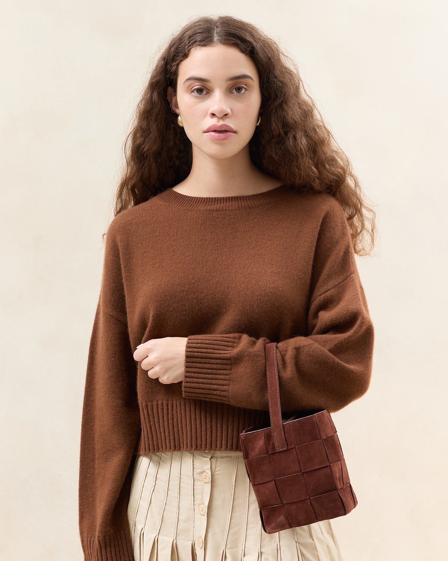 Laith Espresso Suede Bucket Bag