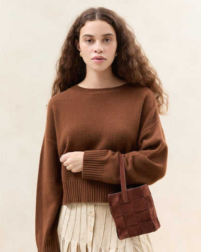 Laith Espresso Suede Bucket Bag