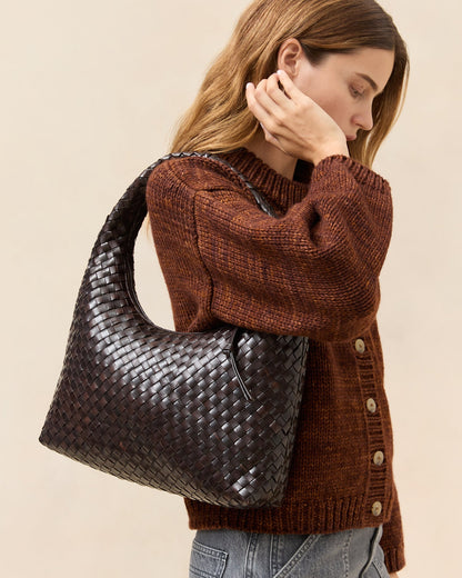 Willow Chocolate Woven Hobo Bag