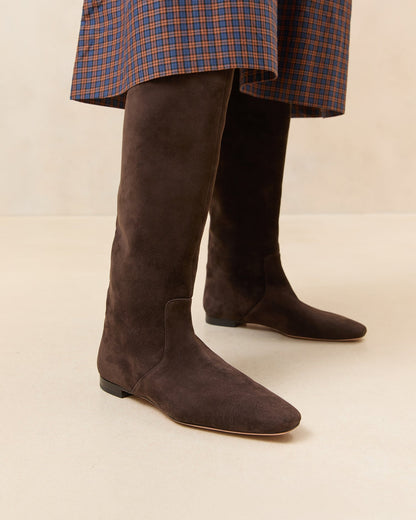 Lillian Brown Suede Tall Boot