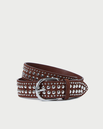 Isaac Espresso/Silver Studded Belt