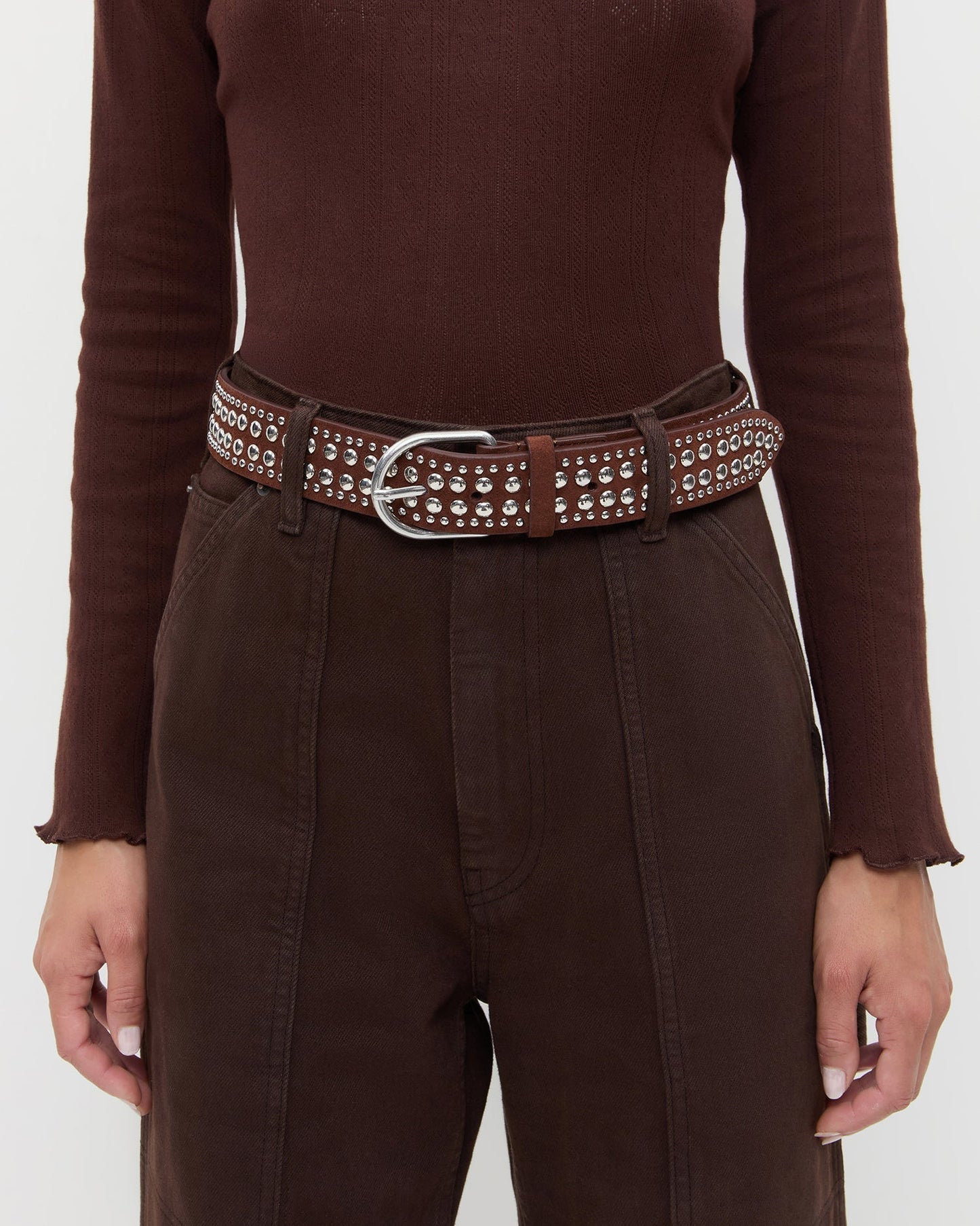 Isaac Espresso/Silver Studded Belt