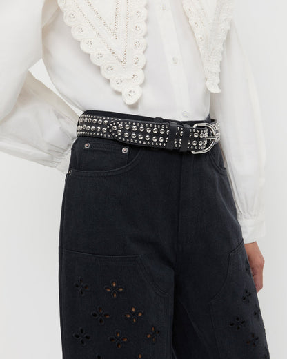 Isaac Black/Silver Studded Belt