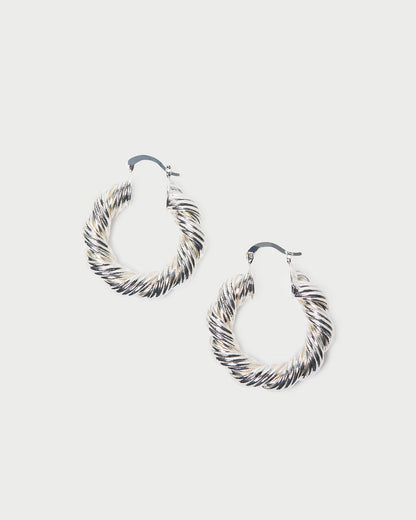 Atticus Silver Twisted Hoop Earrings