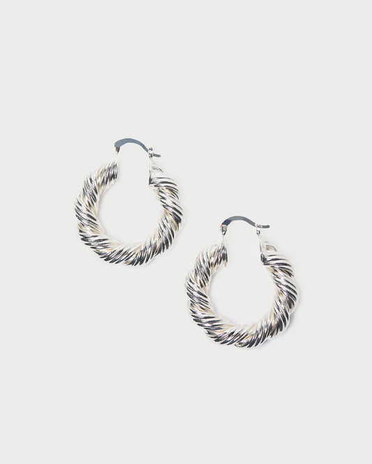 Atticus Silver Twisted Hoop Earrings