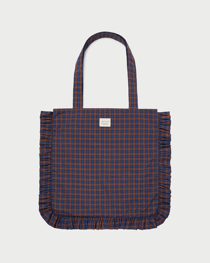 Justine Navy Ruffle Tote