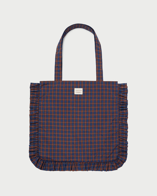 Justine Navy Ruffle Tote