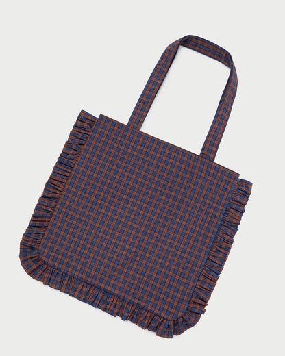 Justine Navy Ruffle Tote