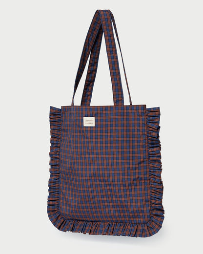 Justine Navy Ruffle Tote