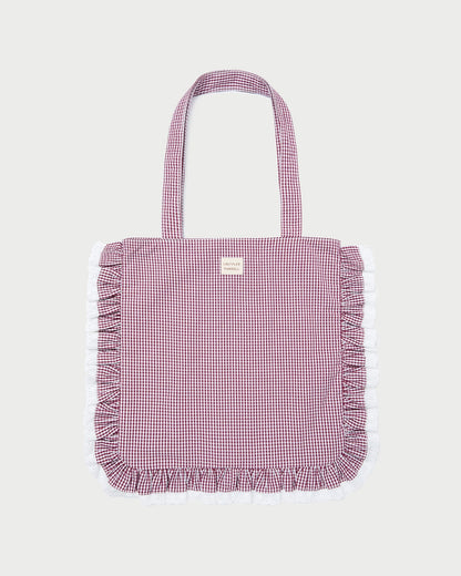 Justine Maroon Ruffle Tote