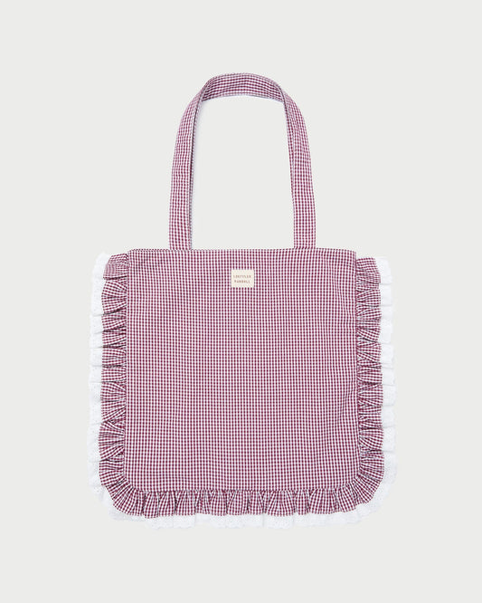 Justine Maroon Ruffle Tote