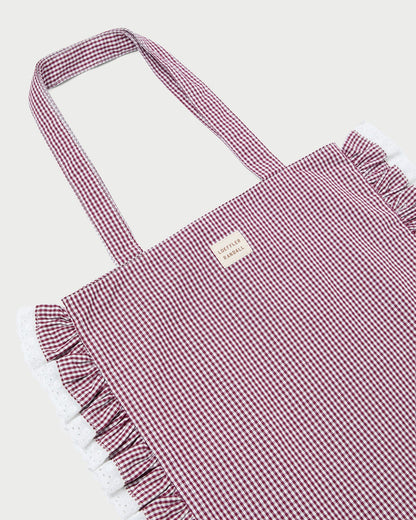 Justine Maroon Ruffle Tote