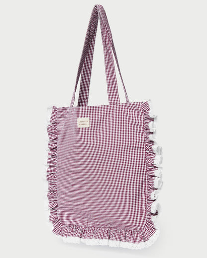 Justine Maroon Ruffle Tote