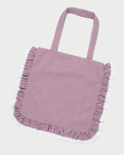 Justine Maroon Ruffle Tote