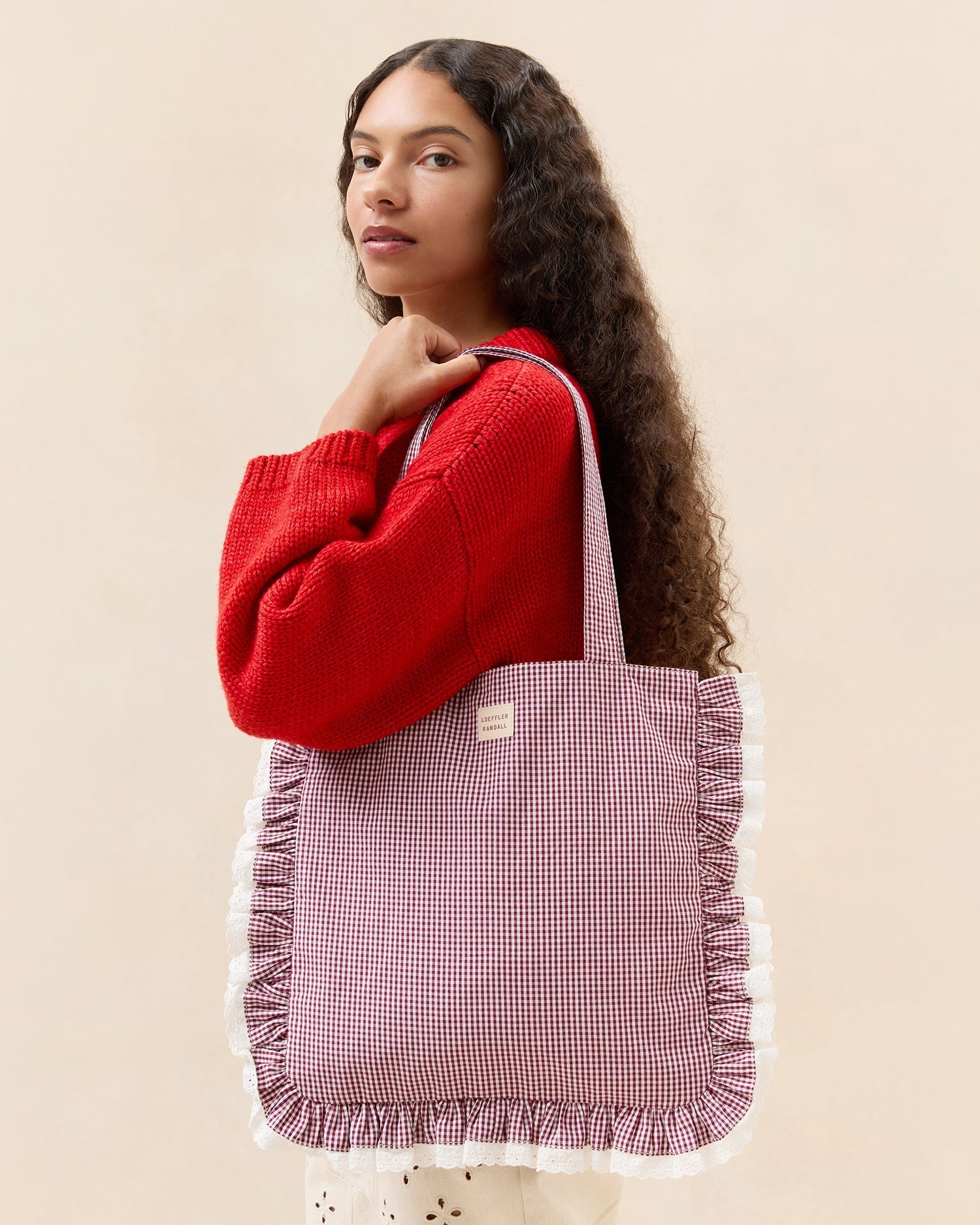Justine Maroon Ruffle Tote