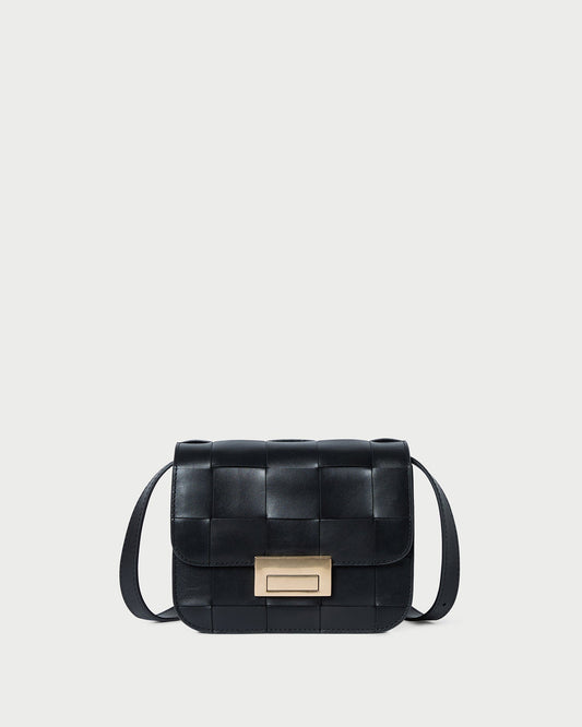 Desi Black Woven Leather Crossbody