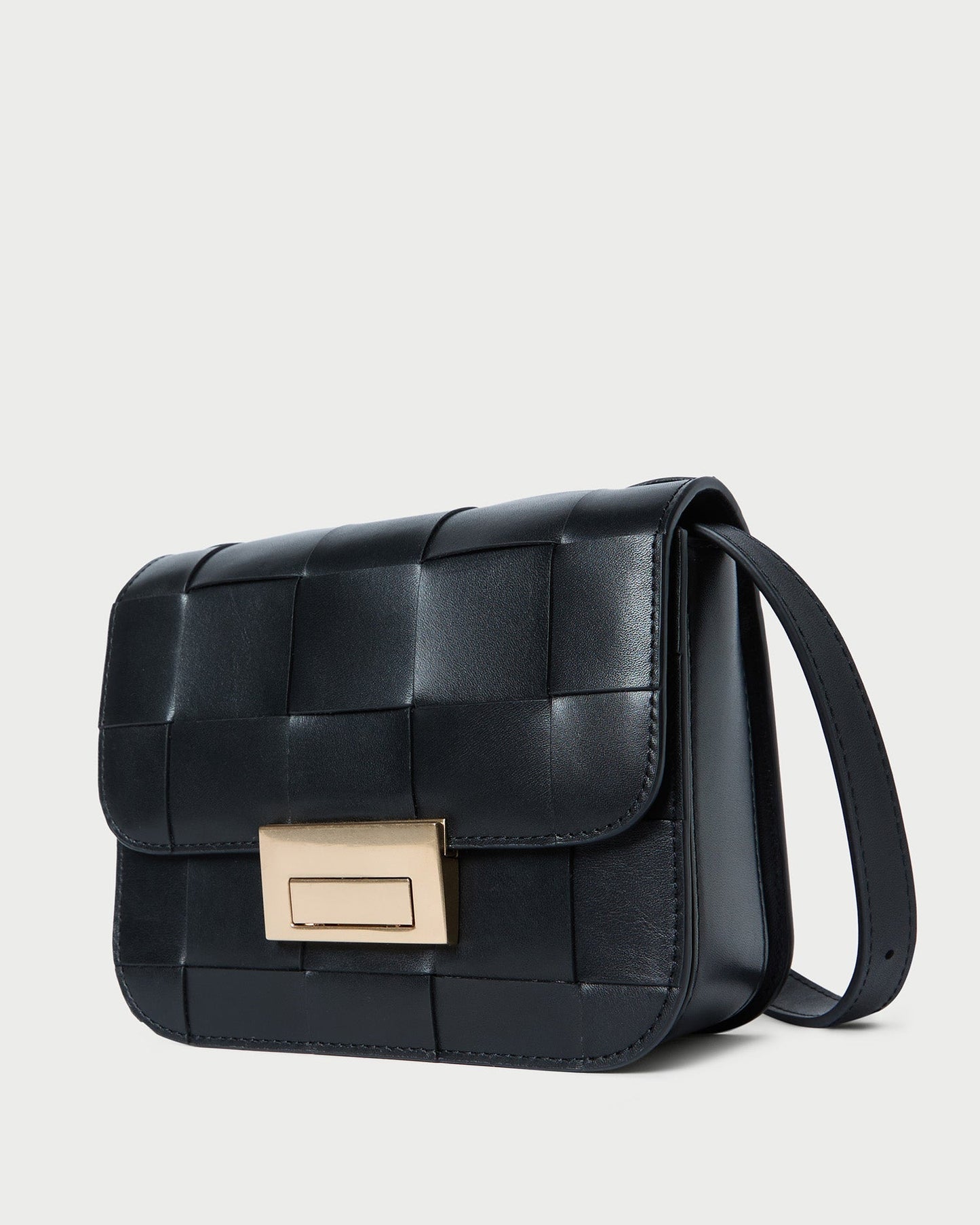 Desi Black Woven Leather Crossbody