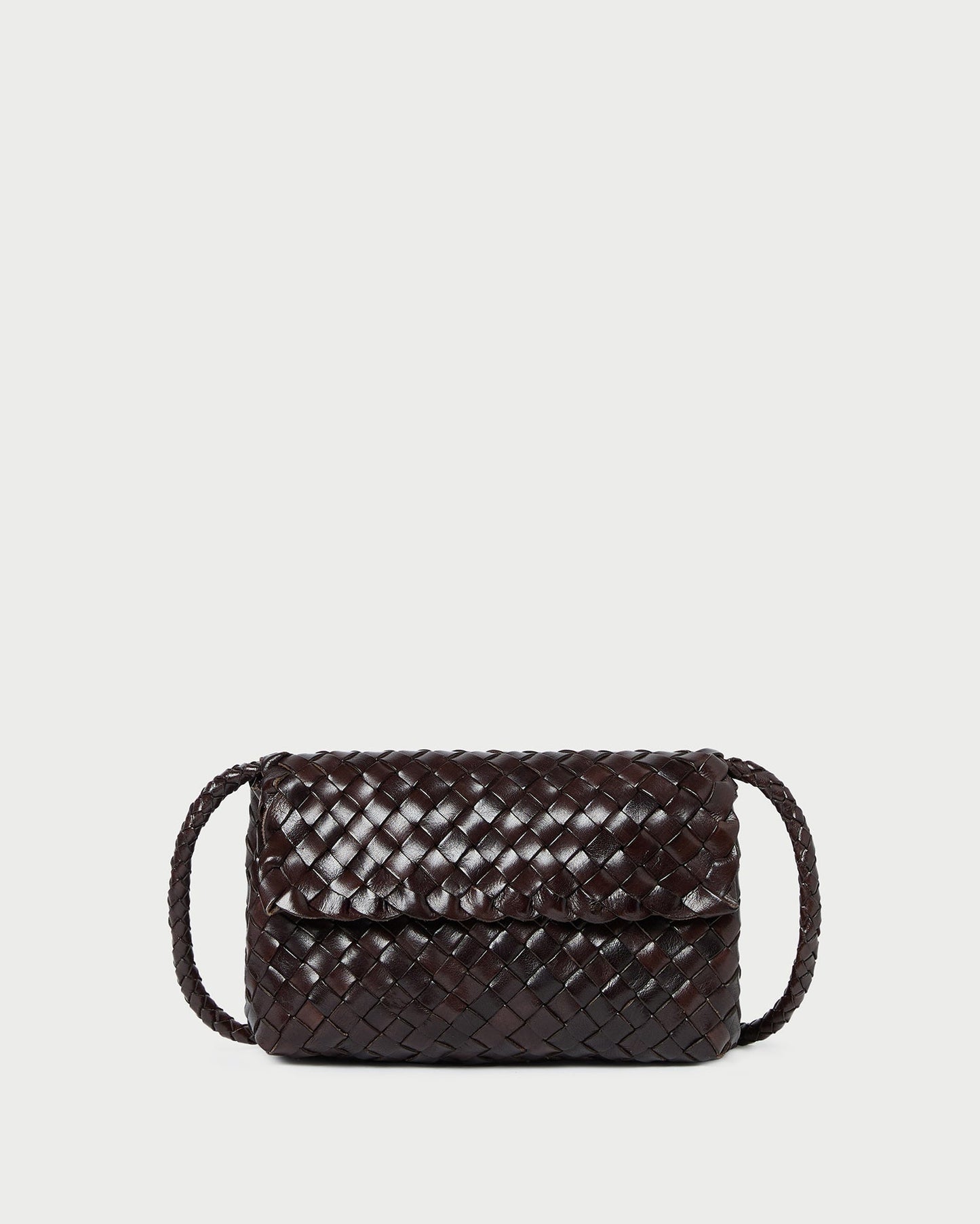 Vinnie Chocolate Woven Leather Crossbody