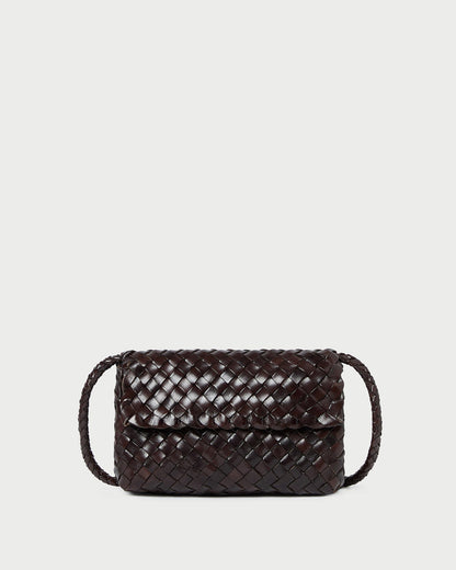 Vinnie Chocolate Woven Leather Crossbody