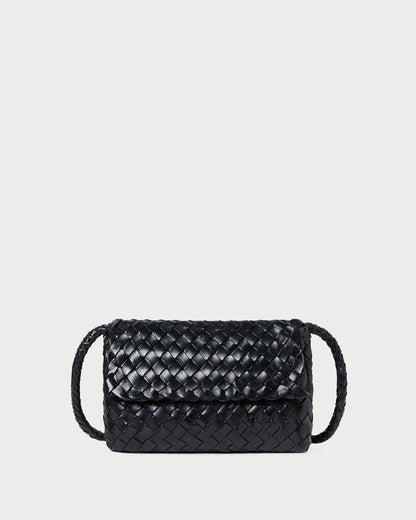 Vinnie Black Woven Leather Crossbody