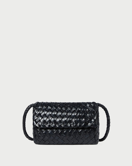 Vinnie Black Woven Leather Crossbody