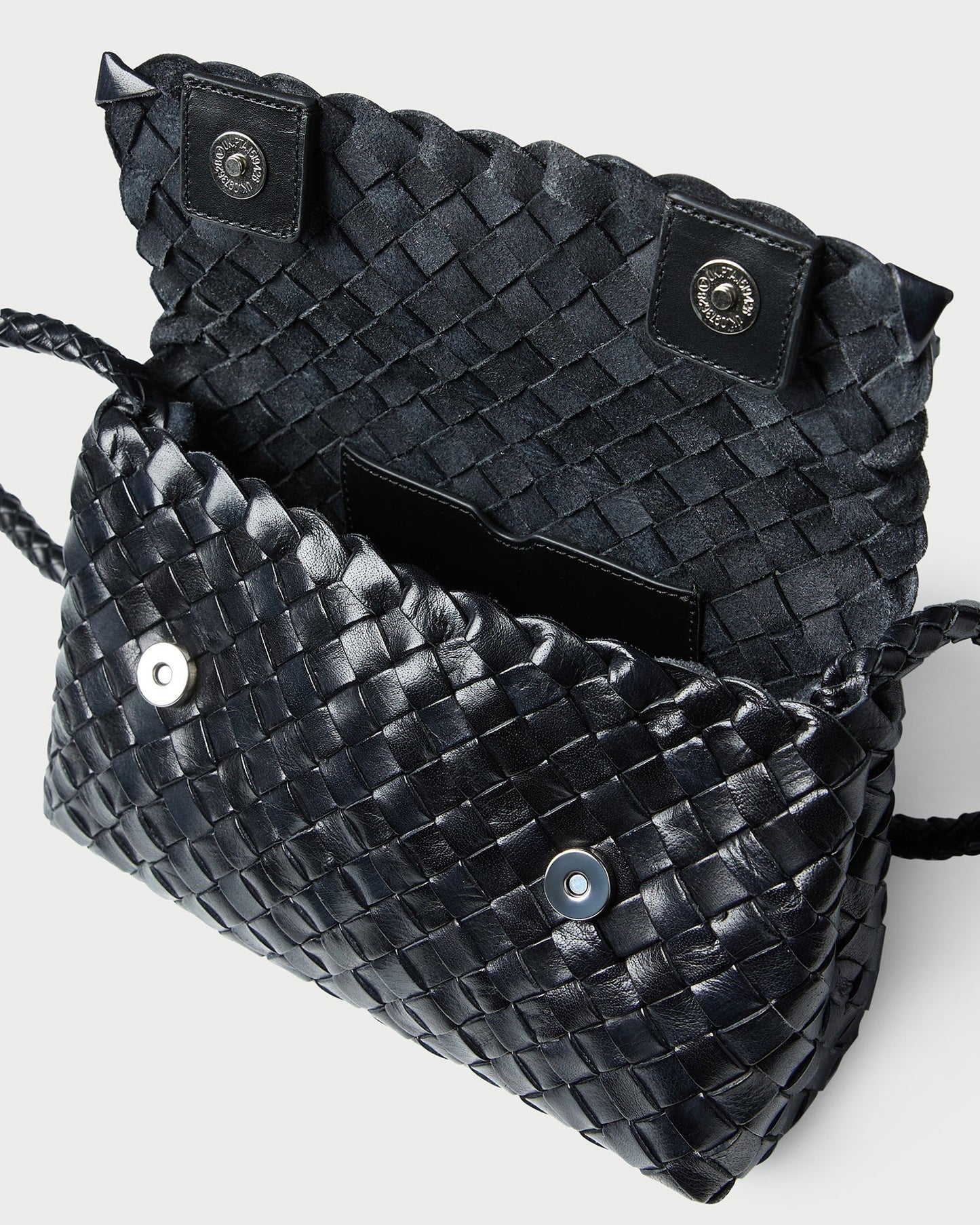 Vinnie Black Woven Leather Crossbody