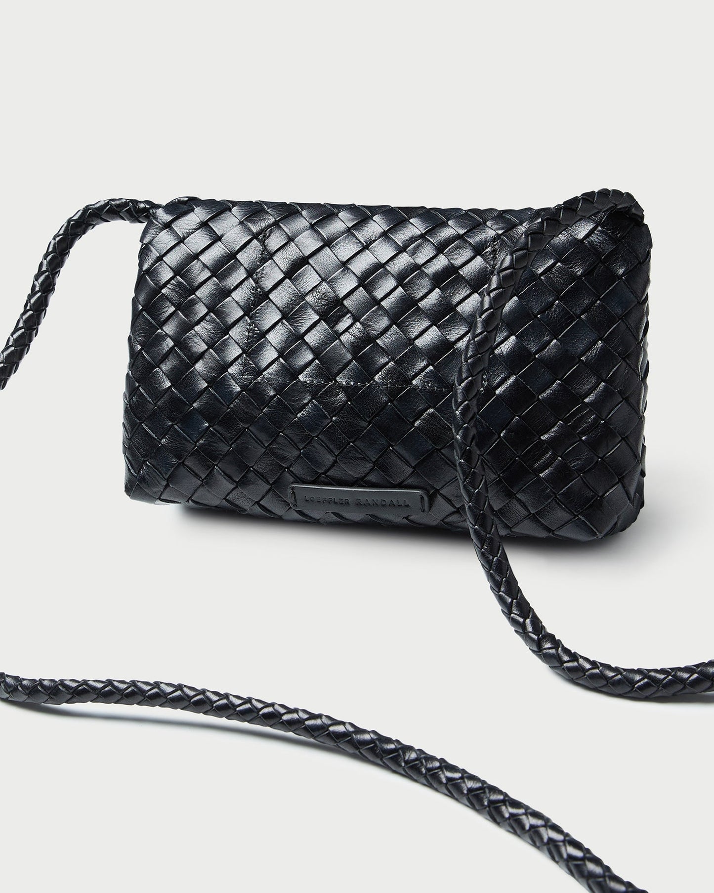 Vinnie Black Woven Leather Crossbody