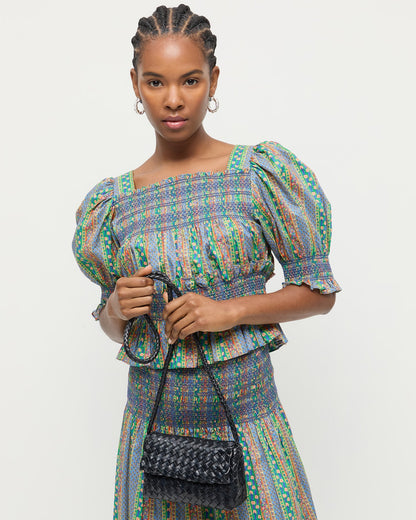 Vinnie Black Woven Leather Crossbody