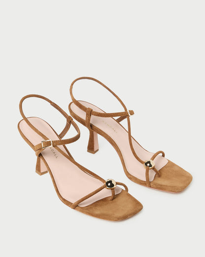 Triana Cacao Suede Mid-Heel Sandal