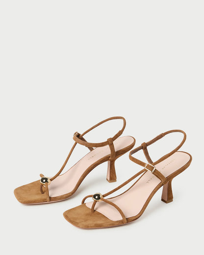 Triana Cacao Suede Mid-Heel Sandal