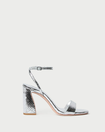 Malia Silver Snake Embossed Sandal