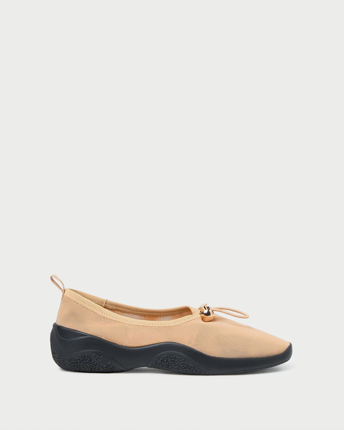 Raina Caramel/Black Mesh Flat
