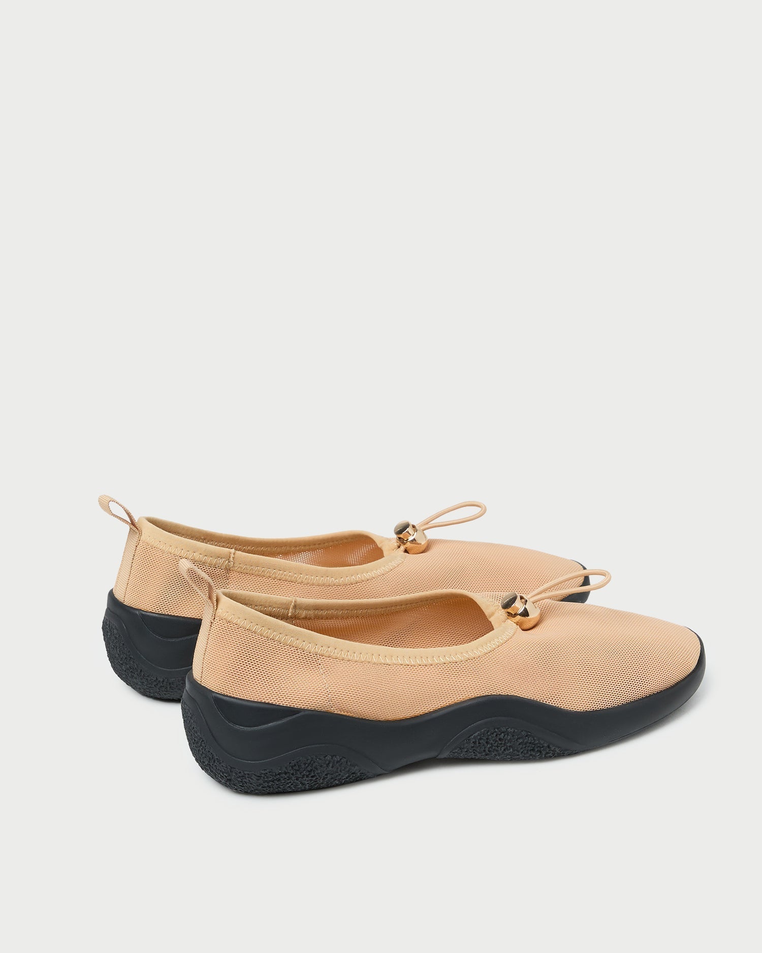 Raina Caramel/Black Mesh Flat